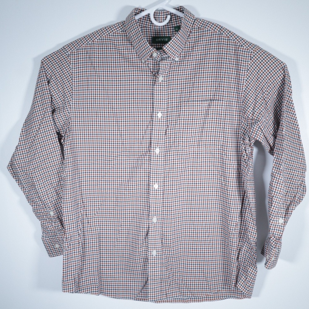 ORVIS Sportswear Mens Button Down Shirt Colorful Check Long Sleeve XL